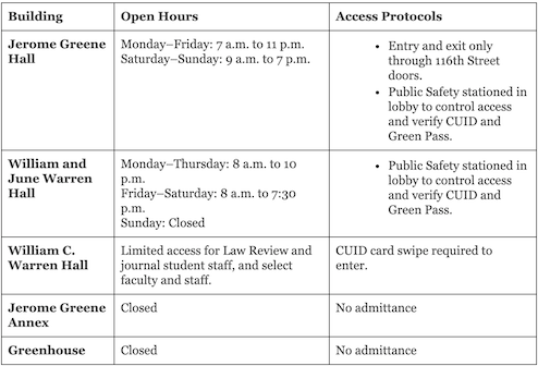 law school building schedule