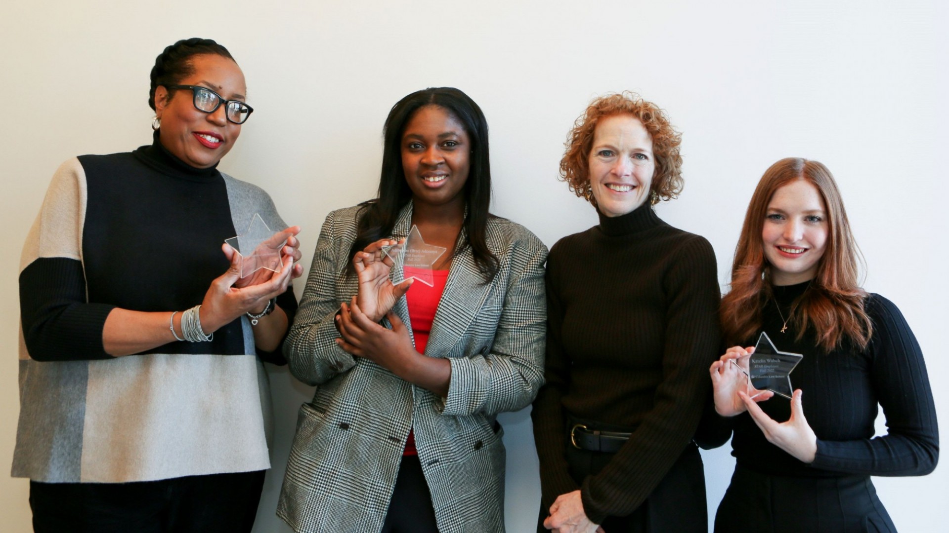fall 2023 STAR Award recipients with Dean Lester (Left to Right) Michelle Ellis, Adebambo (Bree) Adesanya, and Katelin Walsch