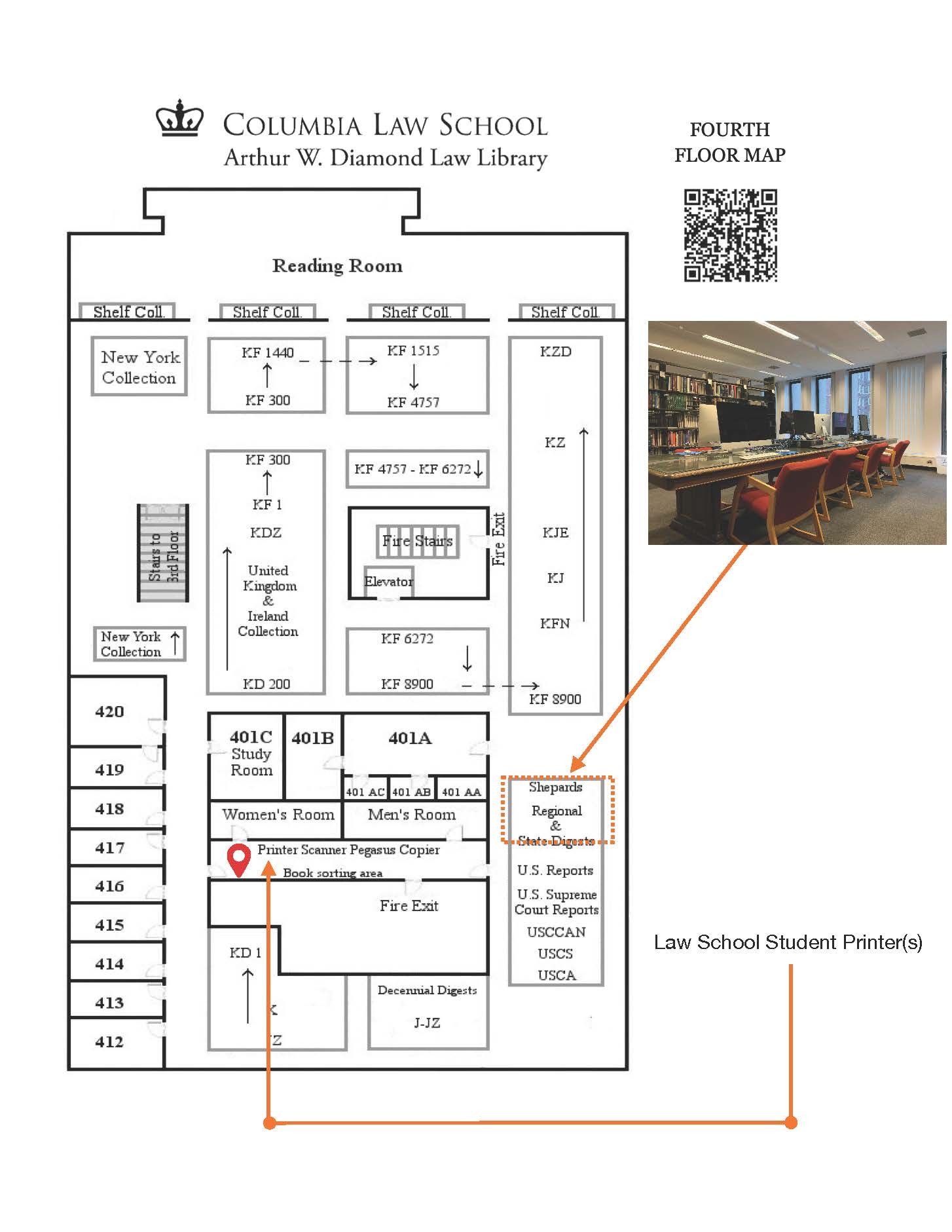 Map of 2nd floor student printers