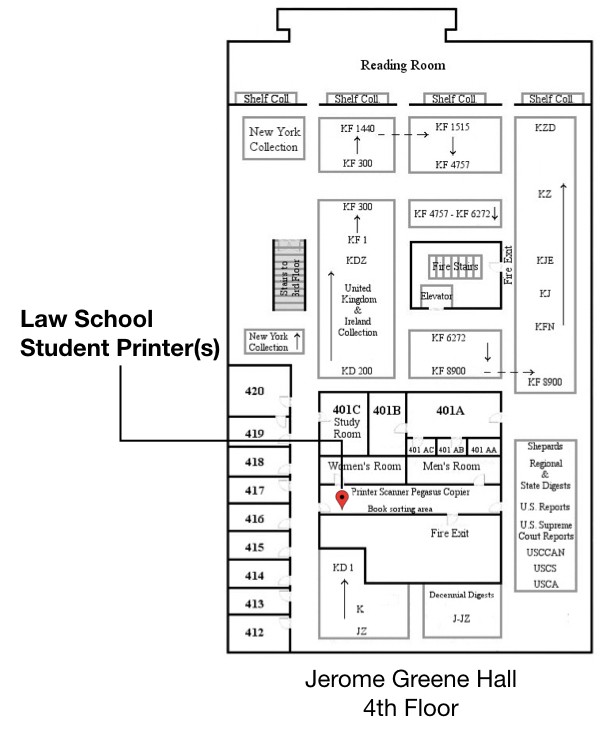 Map of 4th floor student printers