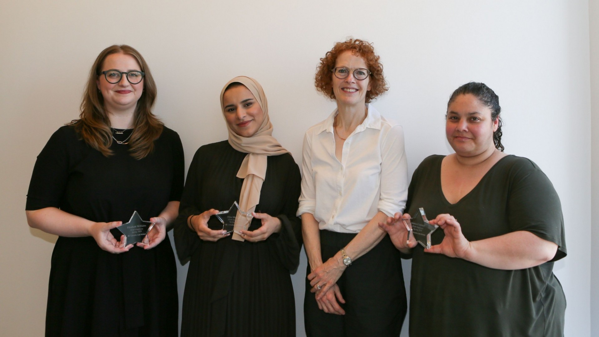 Pictured below: STAR Award recipients with Dean Lester (Left to Right) Elizabeth Williams, Dina Muthana, Dean Gillian Lester, and Jessica Copland.