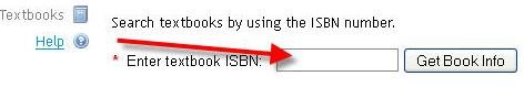 arrow pointing to enter textbook ISBN