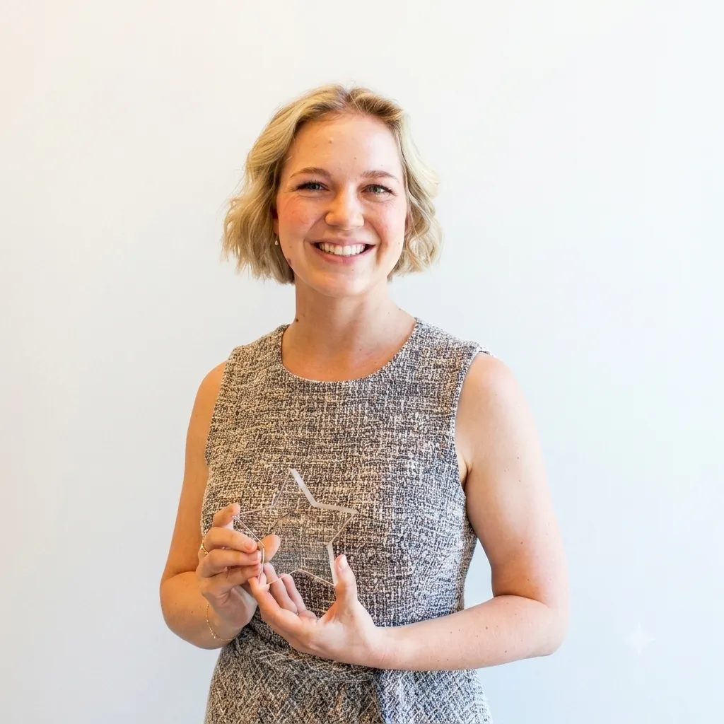 Picture of Amanda Roden holding her STAR Award. 