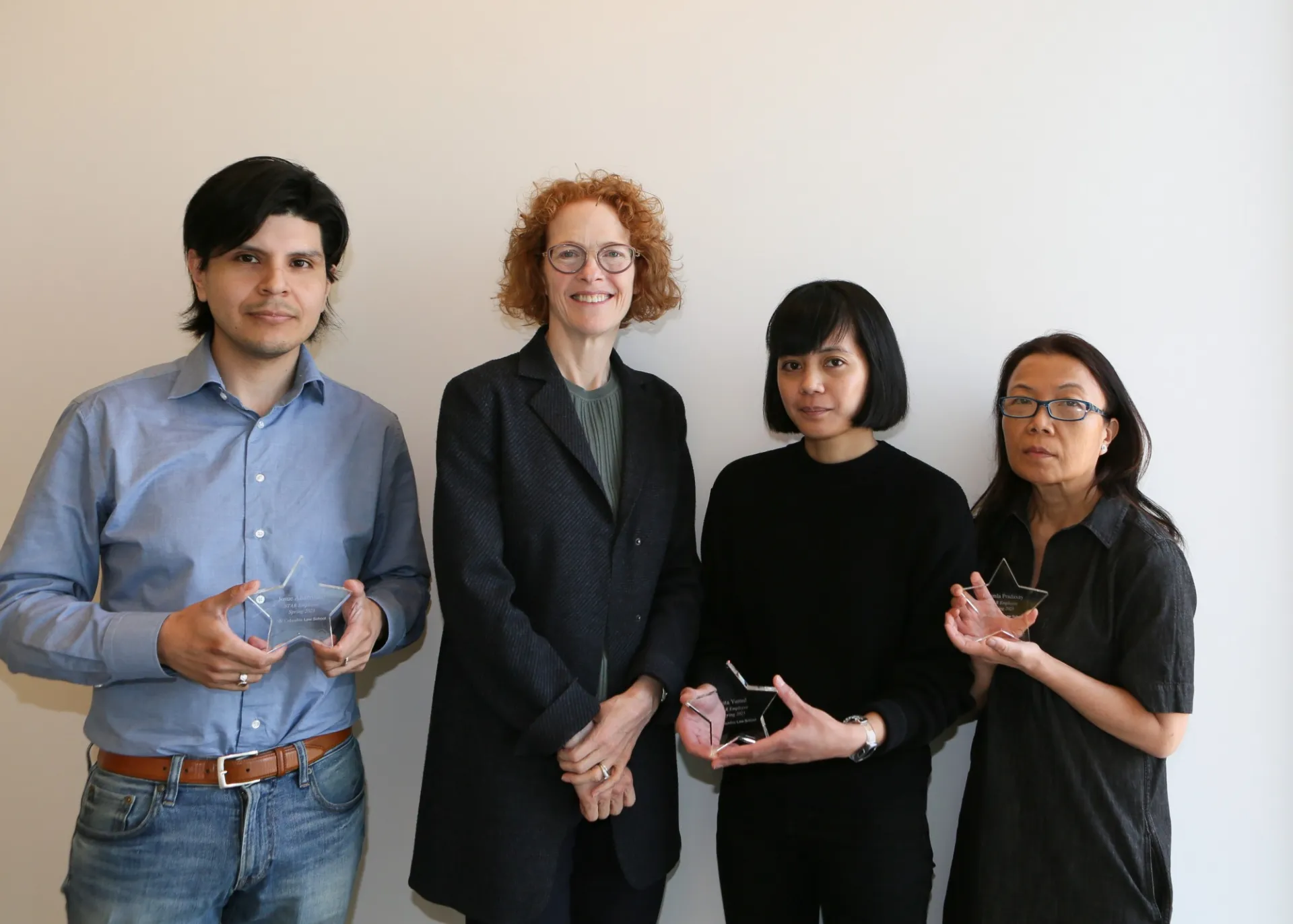 Spring 2023 STAR Award recipients with Dean Lester (Left to Right) Josue Altamirano, E.Y., and Khamla Pradaxay