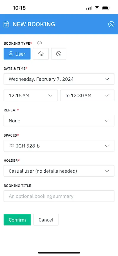 Booking details