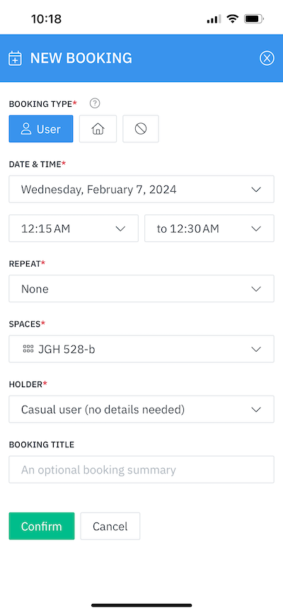 Booking details