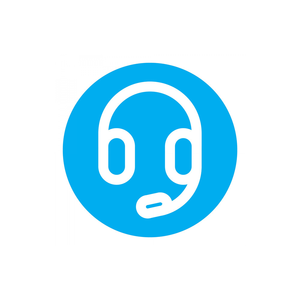 A blue headset symbol